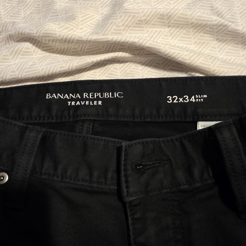 Banana Republic Black Traveler Chino Jean Pants 32x34 Slim Fit